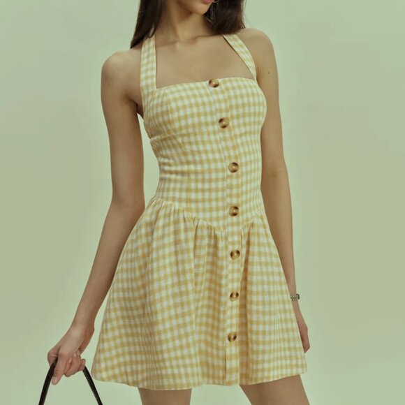 Reformation Dresses & Skirts - Reformation Mariela Linen Dress - Sunshine Check - Size 6
